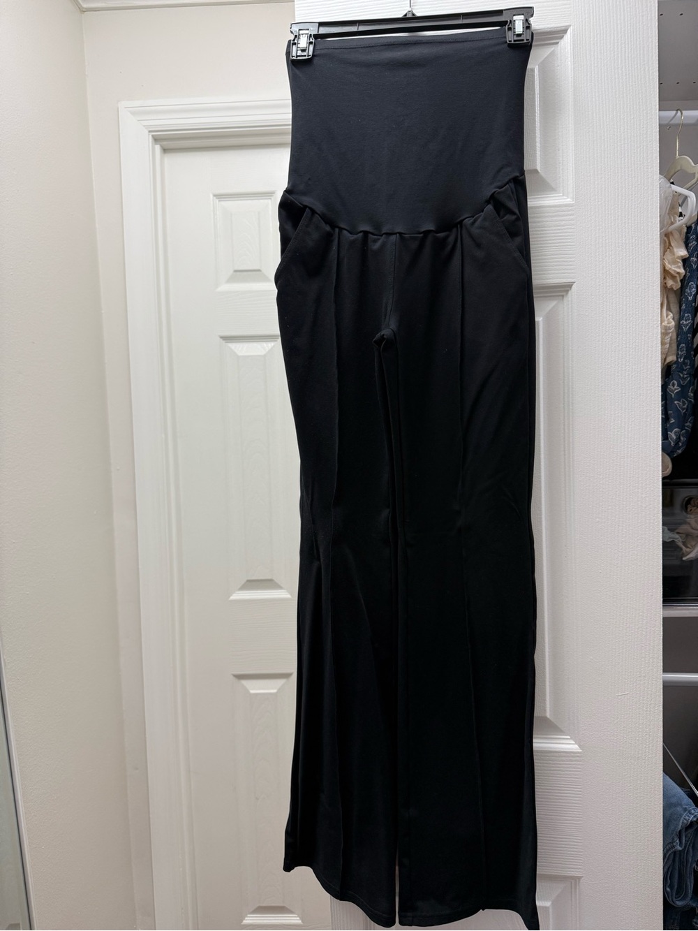Black High-Waist Maternity Maxi Pants